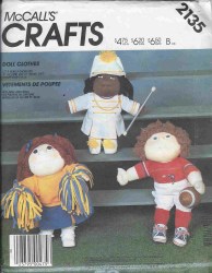 2135 MCCALLS SOFT SCULPTURED 16", 18" DOLL FOOTBALL, CHEERLEADER, MAJORETTE OUTFIT PATTERN